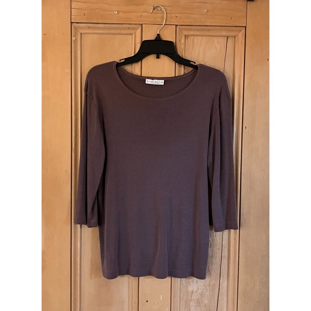 Bryn Walker Womens 3/4 Sleeve Tencel Cotton USA Made Shirt Size XL Purple SP EXC